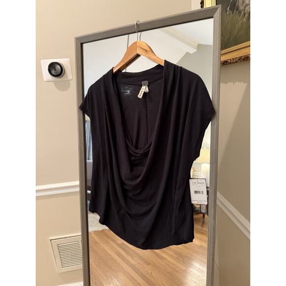 Free People We The Free Black Cowl Tee Short Sleeve Small - Picture 3 of 6